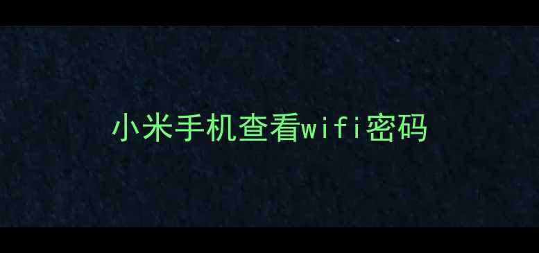 图片 小米手机查看wifi密码