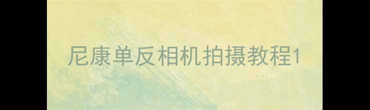 尼康单反相机拍摄教程