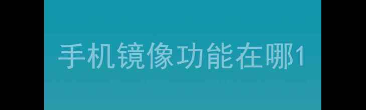 图片 手机镜像功能在哪1