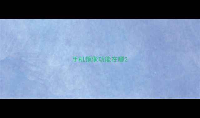 手机镜像功能在哪