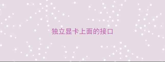 图片 独立显卡上面的接口