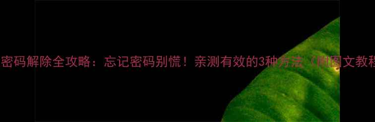 电脑硬盘密码解除全攻略忘记密码别慌亲测有效的3种方法附图文教程