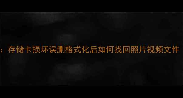 图片 相机SD卡数据恢复全攻略：存储卡损坏误删格式化后如何找回照片视频文件（附专业恢复工具推荐）1