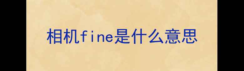 相机fine是什么意思