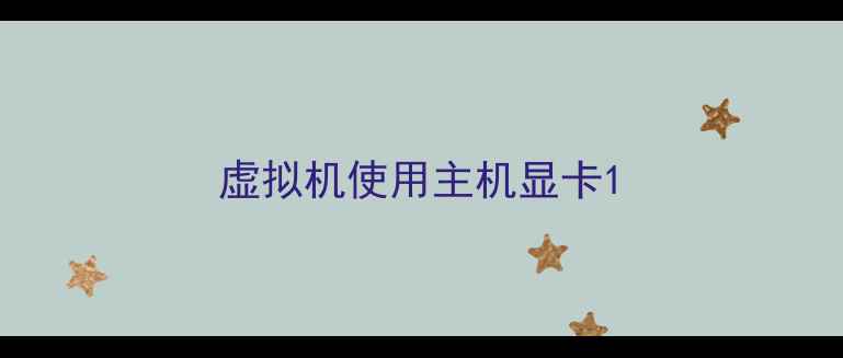 虚拟机使用主机显卡