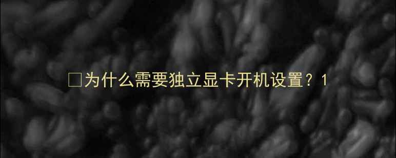 图片 🌟为什么需要独立显卡开机设置？1